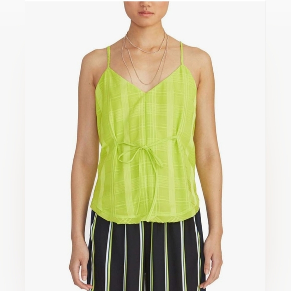 "NWT** RACHEL RACHEL ROY‎ "APRIL" LIME GREEN adjustable strap front tie Camisole - Picture 1 of 9